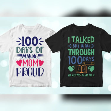 100 Days of School 50 Editable T-shirt Designs Bundle Part 1